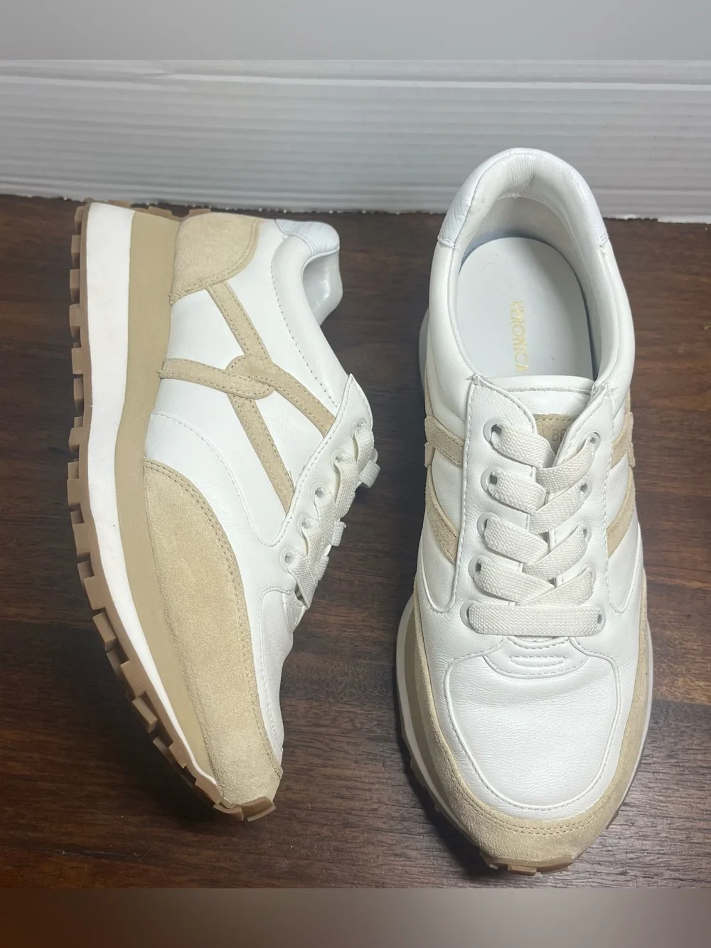 Veronica Beard Valentina Women's Palermo Leather Suede Platform Sneakers Size 8 - Picture 2 of 9